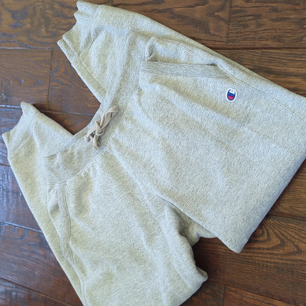 CHAMPION I Light Heather Grey PowerBlend Graphic Logo Sweatpant Joggers, M